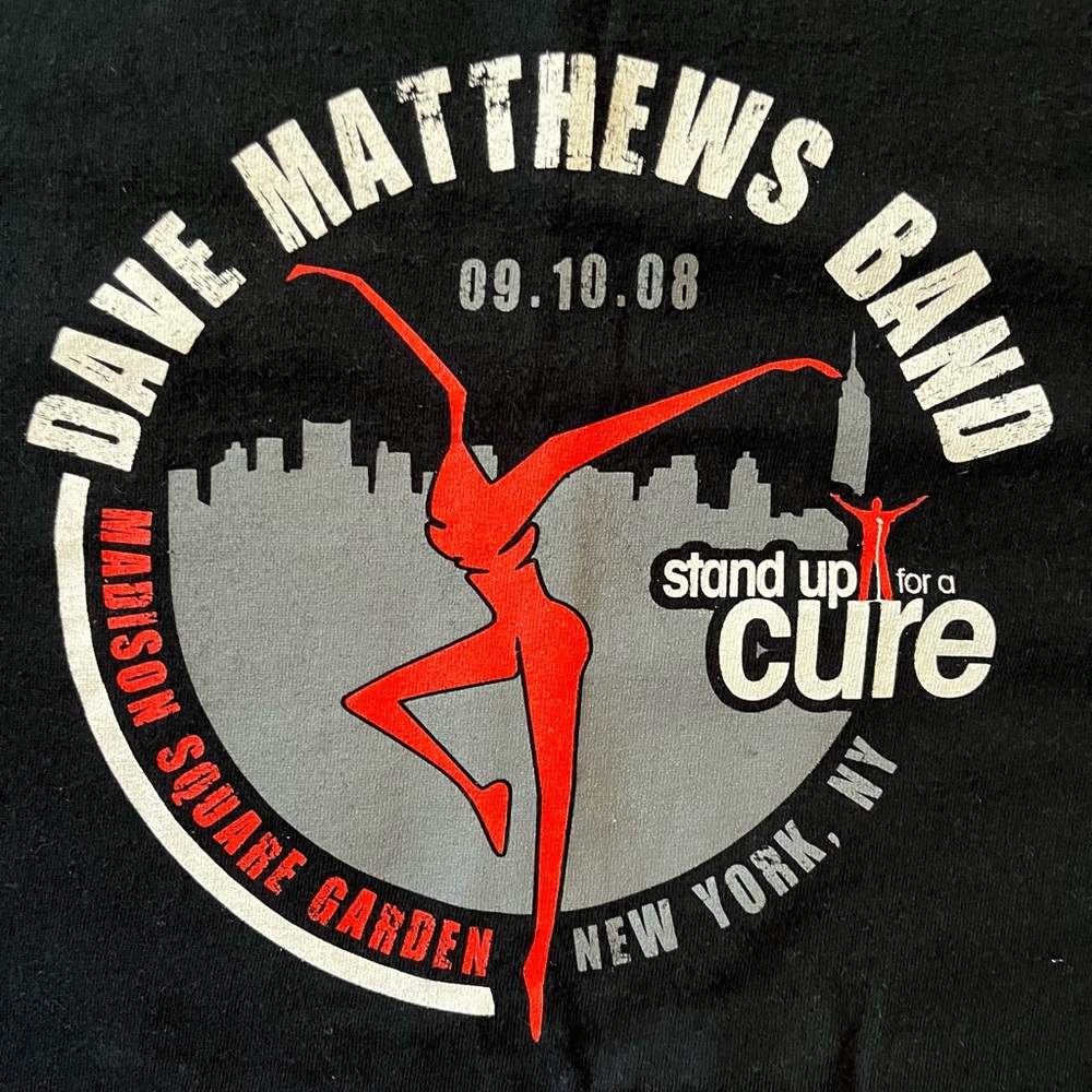 Dave Matthews Band 2008 Madison Square Garden Stand Up for a Cure Tee - 2XL
